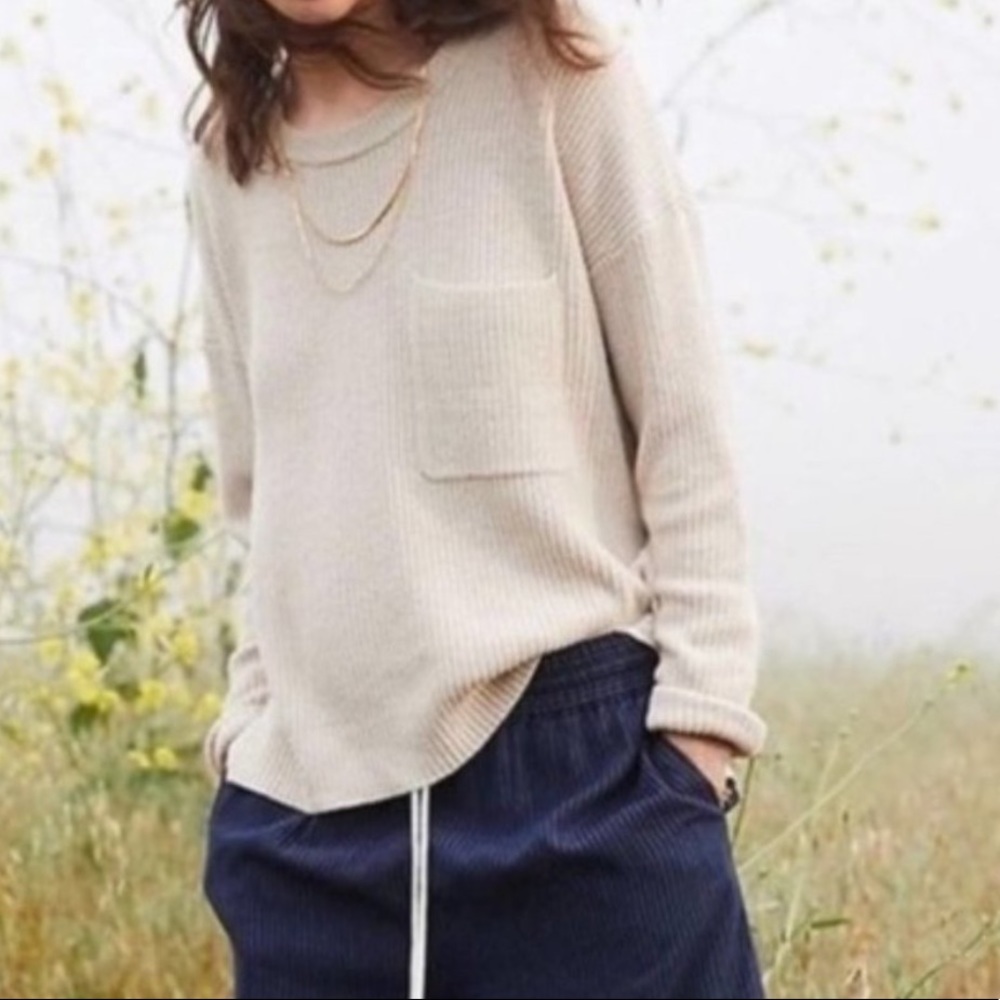 Madewell Thompson relaxed fit cream pullover sweater